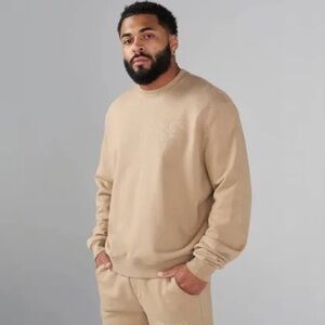 YOUNGLA - EFFORTLESS SWEATSHIRT, EMBROIDERED LOGO, BROWN, SIZE XL, NWT!